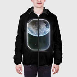 Куртка с капюшоном мужская Земля в иллюминаторе, цвет: 3D-черный — фото 2