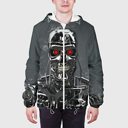 Куртка с капюшоном мужская Скелет Терминатора, цвет: 3D-белый — фото 2