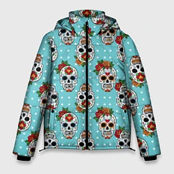 Куртка зимняя мужская Узор Черепа Чикано, цвет: 3D-черный