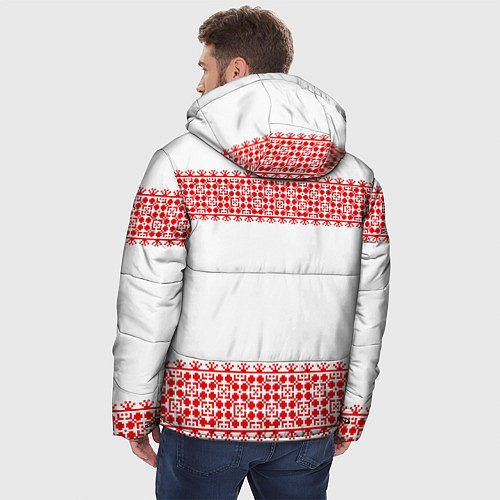 Мужская зимняя куртка Славянский орнамент (на белом) / 3D-Светло-серый – фото 4