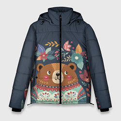 Куртка зимняя мужская Осенний медведь, цвет: 3D-красный