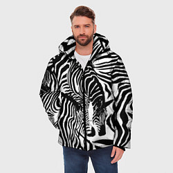 Куртка зимняя мужская Полосатая зебра, цвет: 3D-черный — фото 2