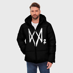 Куртка зимняя мужская Watch Dogs 2 лого, цвет: 3D-черный — фото 2
