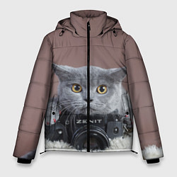 Куртка зимняя мужская Котик фотограф, цвет: 3D-светло-серый