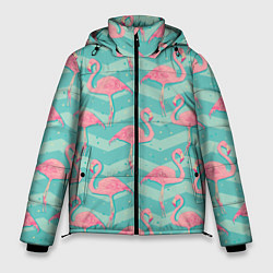 Куртка зимняя мужская Flamingo Pattern, цвет: 3D-красный