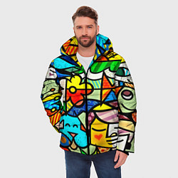 Куртка зимняя мужская Картинка-мозаика, цвет: 3D-черный — фото 2