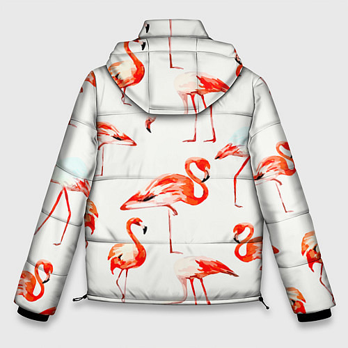 Мужская зимняя куртка Оранжевые фламинго / 3D-Черный – фото 2