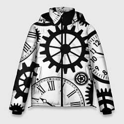 Куртка зимняя мужская Часы и шестеренки, цвет: 3D-черный