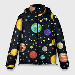 Куртка зимняя мужская Солнечная система, цвет: 3D-черный