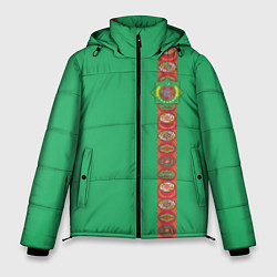 Куртка зимняя мужская Туркменистан, лента с гербом, цвет: 3D-черный