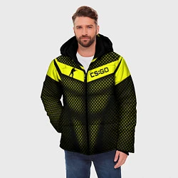 Куртка зимняя мужская CS:GO Yellow Carbon, цвет: 3D-черный — фото 2