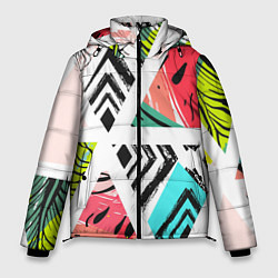 Куртка зимняя мужская Тропическое ассорти, цвет: 3D-черный