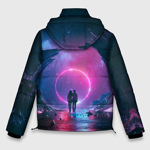 Мужская зимняя куртка Любовь в космосе / 3D-Светло-серый – фото 2