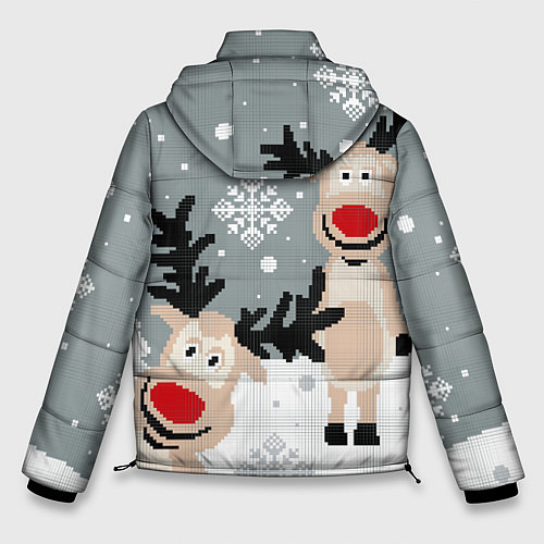 Мужская зимняя куртка Вязанный узор с оленями / 3D-Светло-серый – фото 2
