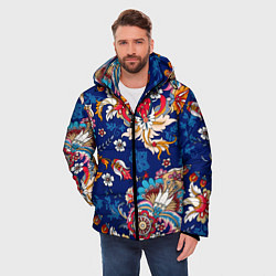 Куртка зимняя мужская Экзотический орнамент, цвет: 3D-черный — фото 2