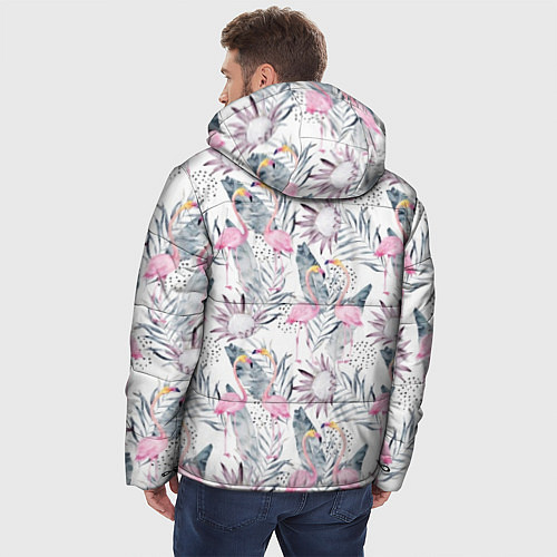 Мужская зимняя куртка Тропические фламинго / 3D-Светло-серый – фото 4