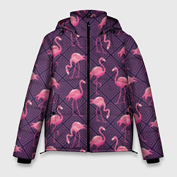 Куртка зимняя мужская Фиолетовые фламинго, цвет: 3D-красный