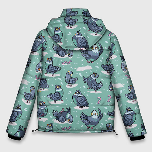 Мужская зимняя куртка Голуби и червяки / 3D-Черный – фото 2