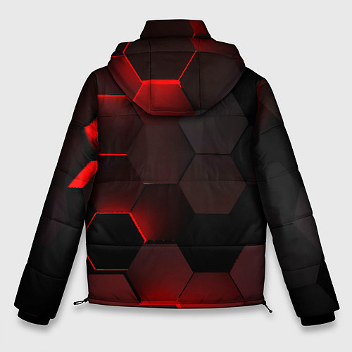 Мужская зимняя куртка Красные абстрактные плиты / 3D-Черный – фото 2