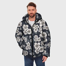 Куртка зимняя мужская Цветочный букет, цвет: 3D-черный — фото 2