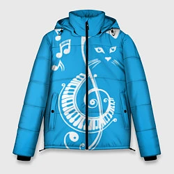 Куртка зимняя мужская Котик Меломан голубой, цвет: 3D-красный