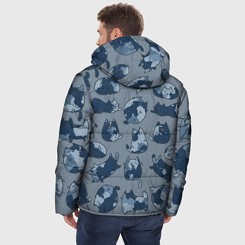 Мужская зимняя куртка Камуфляж с котиками серо-голубой / 3D-Светло-серый – фото 4