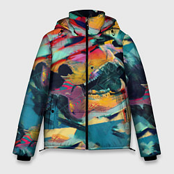 Куртка зимняя мужская Абстрактный рисунок, цвет: 3D-черный