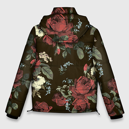 Мужская зимняя куртка Букет роз / 3D-Черный – фото 2