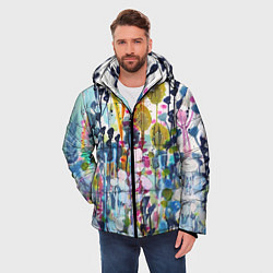 Куртка зимняя мужская Watercolor Flowers, цвет: 3D-черный — фото 2