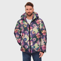 Куртка зимняя мужская Цветочный пазл, цвет: 3D-черный — фото 2