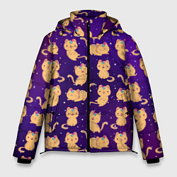 Куртка зимняя мужская Космические Котики - Единорожики, цвет: 3D-черный