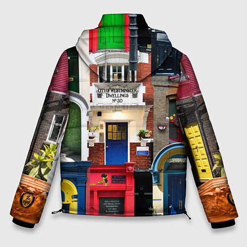 Мужская зимняя куртка London doors цифровой коллаж / 3D-Красный – фото 2