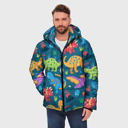 Куртка зимняя мужская Арт с динозаврами, цвет: 3D-черный — фото 2