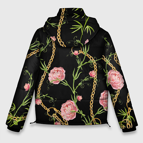 Мужская зимняя куртка Versace Золотая цепь и розы / 3D-Черный – фото 2