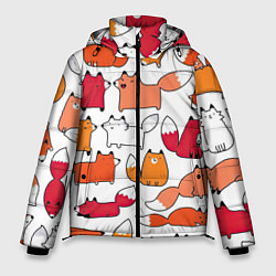 Куртка зимняя мужская Милые лисы, цвет: 3D-черный