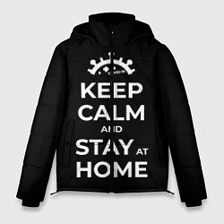 Куртка зимняя мужская Keep calm and stay at home, цвет: 3D-черный