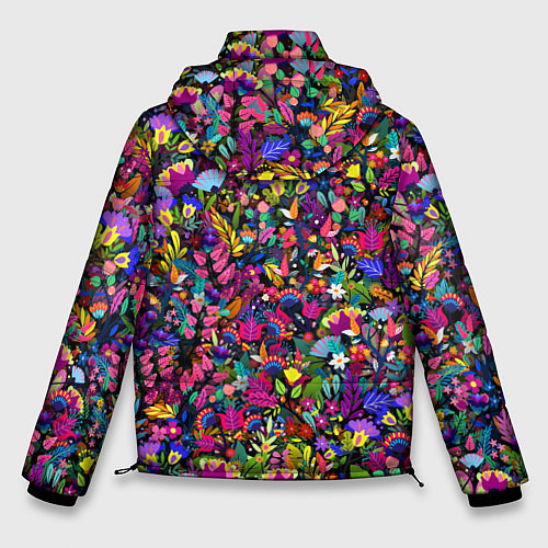 Мужская зимняя куртка Мистические цветы / 3D-Черный – фото 2