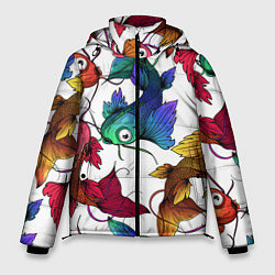Куртка зимняя мужская Рыбки кои, цвет: 3D-черный