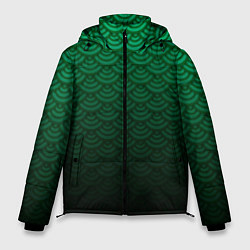 Куртка зимняя мужская Узор зеленая чешуя дракон, цвет: 3D-черный
