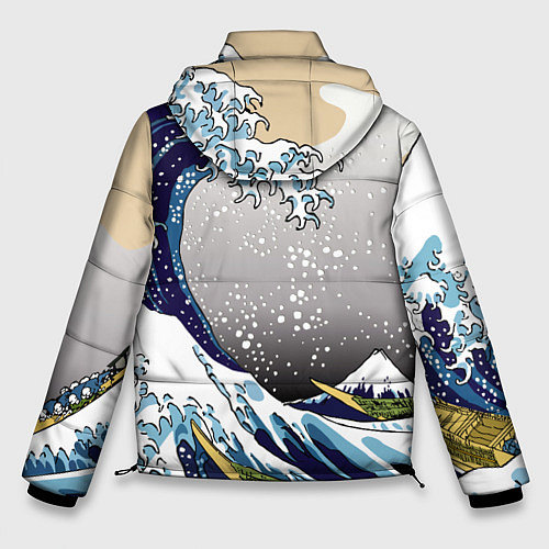 Мужская зимняя куртка The great wave off kanagawa / 3D-Черный – фото 2