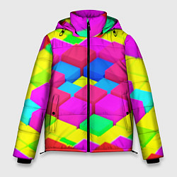 Куртка зимняя мужская ЦВЕТНЫЕ КУБИКИ, цвет: 3D-черный
