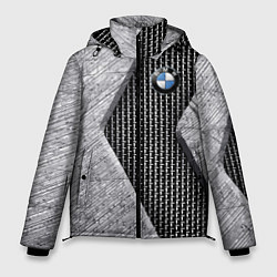 Куртка зимняя мужская BMW - emblem - metal - texture, цвет: 3D-черный