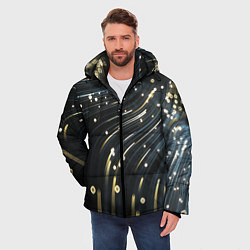 Куртка зимняя мужская Абстракция искры полосы боке, цвет: 3D-черный — фото 2