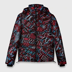 Куртка зимняя мужская Абстракция Неони, цвет: 3D-красный