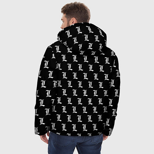 Мужская зимняя куртка Эл паттерн черный / 3D-Светло-серый – фото 4