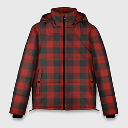Куртка зимняя мужская Бордовая клетка, цвет: 3D-красный