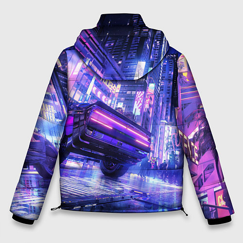Мужская зимняя куртка Cyberpunk city / 3D-Красный – фото 2
