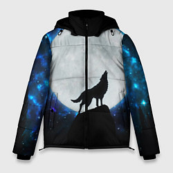 Куртка зимняя мужская Волк воющий на луну, цвет: 3D-красный