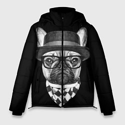Куртка зимняя мужская Мопс Хипстер, цвет: 3D-черный