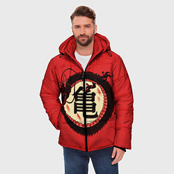 Куртка зимняя мужская Иероглифы Китайский Дракон, цвет: 3D-черный — фото 2